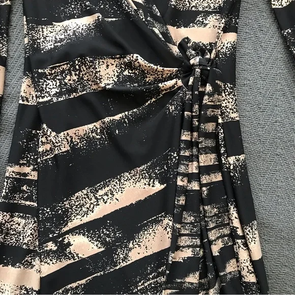 NWOT BCBGMaxAzria True Wrap Dress Black Tan Print Long Sleeve XS Petite - Picture 5 of 8